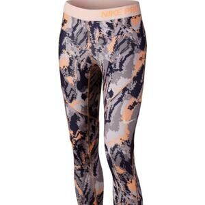 Nike Pro Hyperwarm Girl’s Black and Peach Tight Leggings Size Large